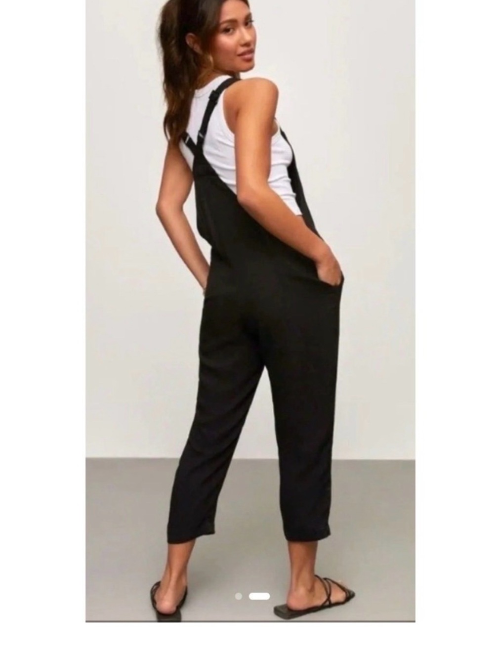 Vici Black Relaxed Strap Overalls Jumpsuit